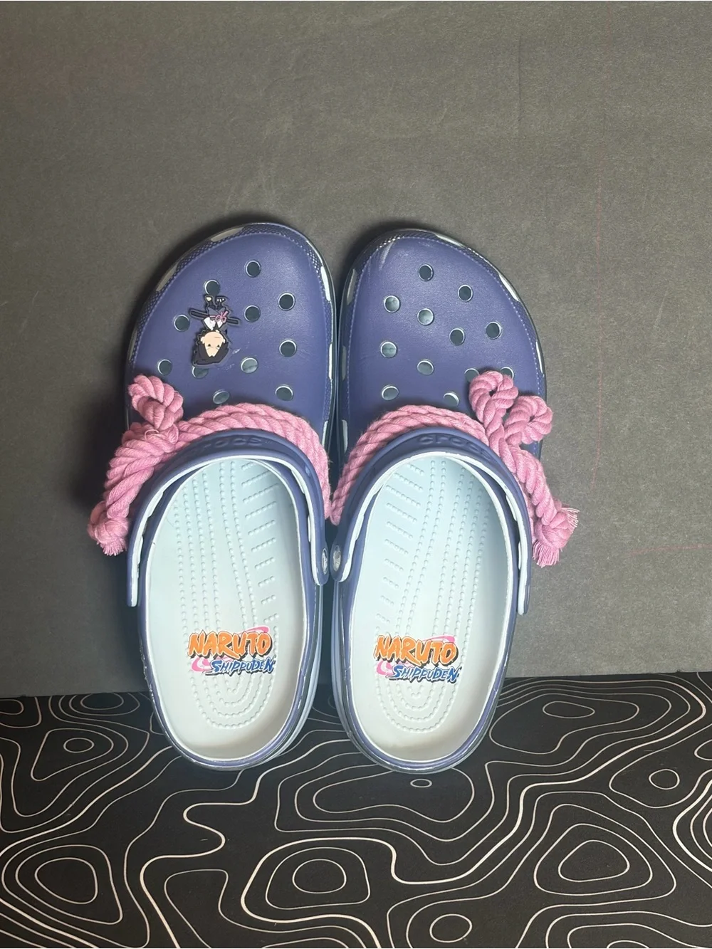 Crocs x Naruto Shippuden Sasuke Classic Clogs Purple M12 Jibbitz Rope
